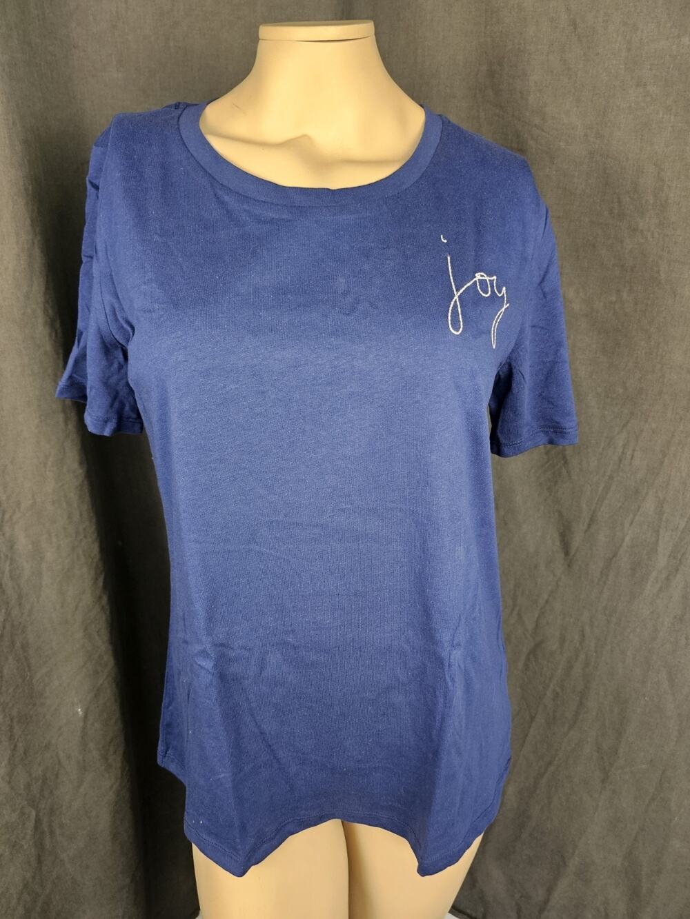 NWOT Ella Moss Women Joy Script Embroidered Graphic Perfect Tee 100% Cotton M